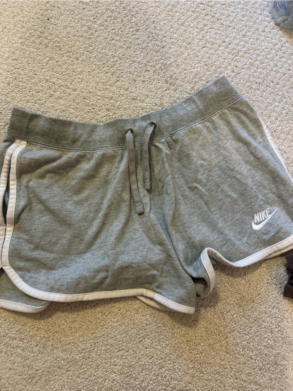 Nike Gray Athletic Fleece Drawstring Shorts with White Trim